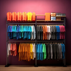shirt, t-shirt, clothes, hanger, rack, shop, retail, store, wear, closet, dress, fabric, colourful, sale, apparel, textile, business