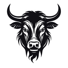 Black and White Bull's Head