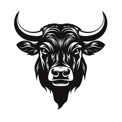 Black and White Bull's Head