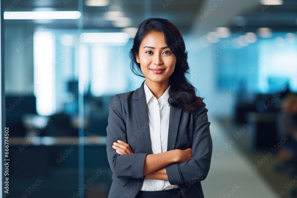 Sticker female it tech firm manager woman portrait in office