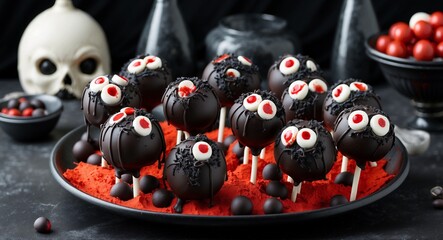 Spooky Eyeball Cake Pops - Halloween Delights (Generative AI)