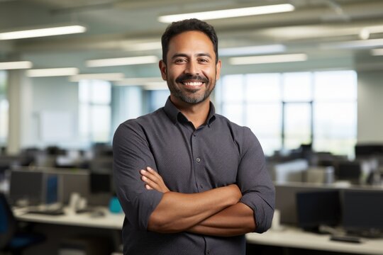 Male IT tech company worker portrait at office