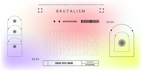 Y2k gradient 90s style template design in brutalism style