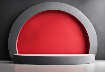 ein minimalistisches Design, ein grauer Bogen mit einem roten Halbkreis - Illustration