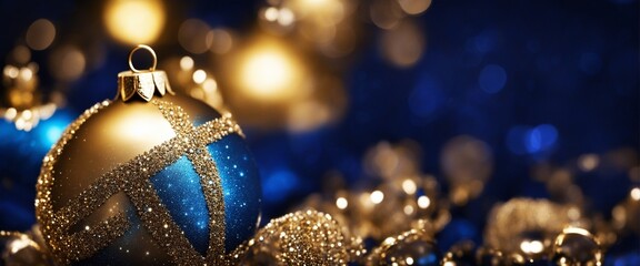 a wonderful detail picture with blue and golden christmas balls - for christmas related topics,...