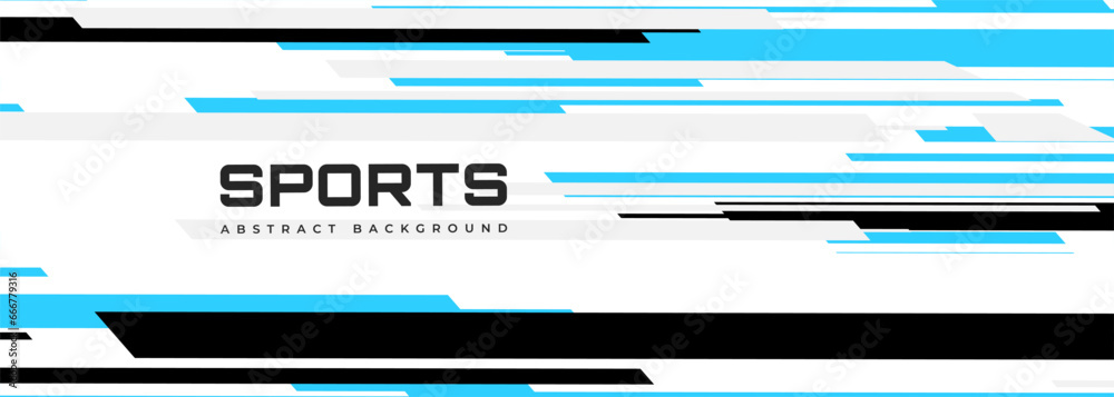 Wall mural white modern sports banner design with diagonal black and blue lines. vector abstract illustration s