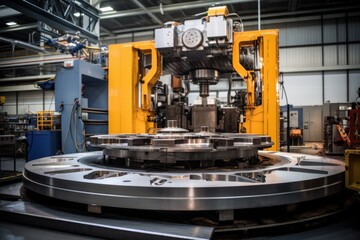 An industrial CNC machine in a manufacturing facility