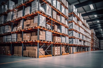 Photo of a large warehouse filled with boxes