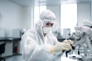 working in the laboratory with a high degree of protection