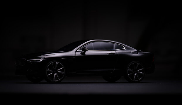 Gothenburg, Sweden - October 18 2023: Model studio image of a black Polestar 1 hybrid sports coup? car.