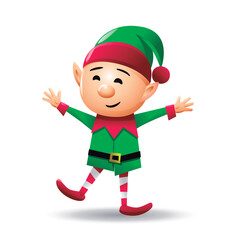Christmas elf isolated on white background. Gnome Cartoon character. Vector illustration.