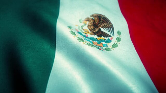 Mexican Flag Waving in a Seamless Loop: Ideal Footage for Backgrounds or LED Walls in Apple ProRes 4444, 16-bit