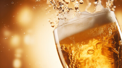 A refreshing glass of golden beer