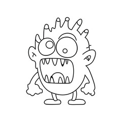 Monster funny character hand draw cartoon style