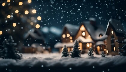 Fototapeta premium Celebrate merry christmas in winter, with snow, tree and house around
