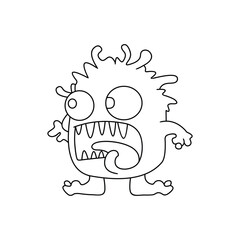 Monster funny character hand draw cartoon style