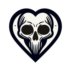 Heart-Shaped Skull, vector illustration