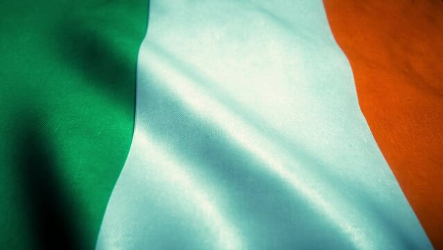 Irish Flag Waving in a Seamless Loop: Ideal Footage for Backgrounds or LED Walls, Apple ProRes 4444, 16-bi