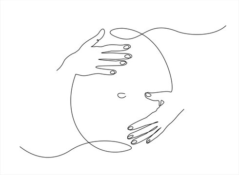 recommend clip art: Continuous line drawing of a pregnant woman. One line drawing of a pregnant woman. Pregnant belly. Minimalist contour illustration of a happy mother.