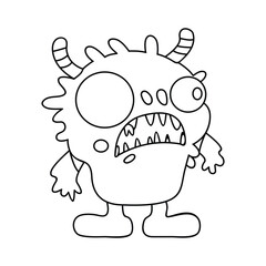 Monster funny character hand draw cartoon style