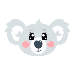 Sweet cute kawaii face, head of koala. Vector cartoon illustration for kids