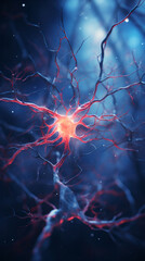 Human brain stimulation or activity with neurons, Neurology, neuronal network. - obrazy, fototapety, plakaty