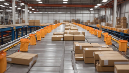 Warehouse staff manage POS terminals for the process of receiving and paying for goods. The logistics center of a transport company, where cargo is sorted and delivered to customers