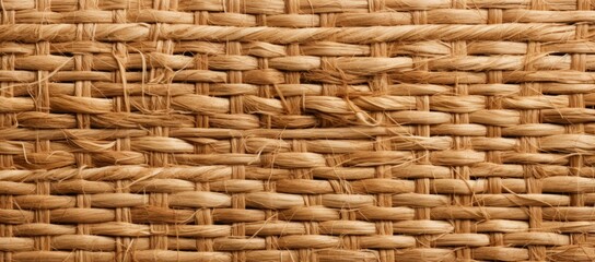 The background showcases a textured material that resembles woven straw or a basket, displaying natural tones