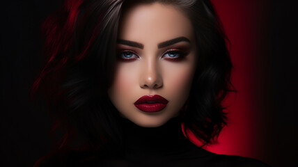 Fototapeta premium girl model looking at the camera with makeup and elegant hairstyle