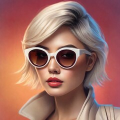 Model-like woman wearing sunglasses,generative AI