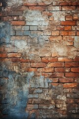 A backdrop featuring a worn and aged brick wall with a grungy appearance