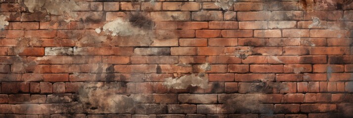 Obraz premium The background showcases a weathered and rugged brick wall with a distressed look