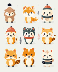 A set of fun, super cute animal illustrations for kids