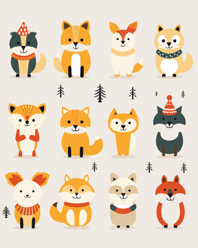 A set of fun, super cute animal illustrations for kids