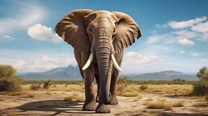 Big elephant on nature background. AI generated image - obrazy, fototapety, plakaty