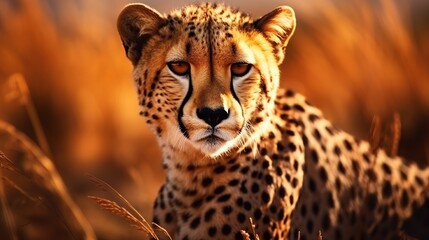 Portrait of a beautiful cheetah isolated nature background. AI generated image