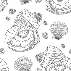 Seashells. Coloring page for children and adults.