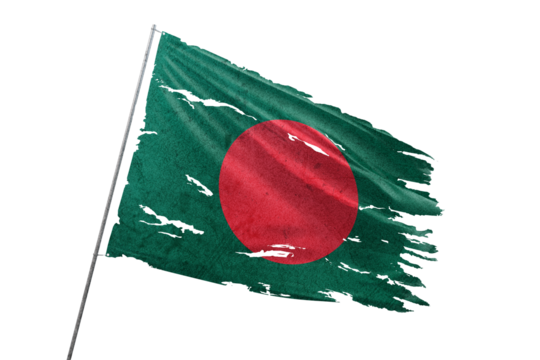 Bangladesh torn flag on transparent background.