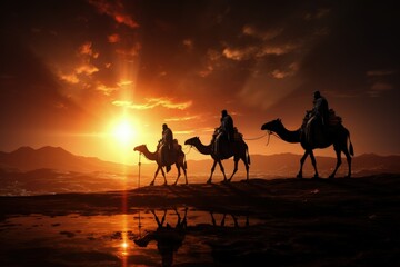 Día de los Reyes Magos. Los reyes Magos del Oriente. Melchor, Gaspar Baltasar The Volchas who brought gifts to the newborn Jesus Christ.