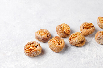 Dried figs stuffed with walnuts.