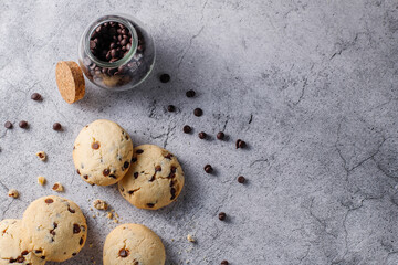 Obraz na płótnie Canvas Homemade delicious chocolate chip cookies.