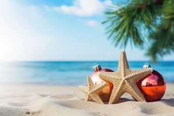 Fototapeta na wymiar Starfish on beach, Christmas