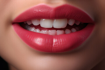 Obraz premium Red Lips Closeup, Detailed.