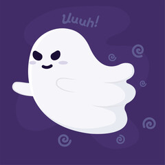 Isolated cute halloween ghost character Vector