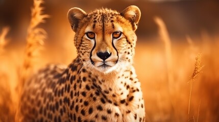Portrait of a beautiful cheetah isolated nature background. AI generated image