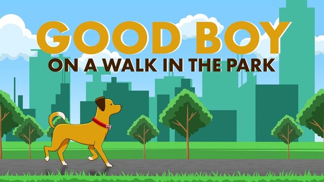 Dog Walking In The Park Animated Postcard
