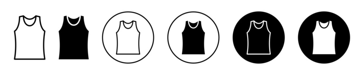 Sleeveless shirt icon. sleeve less short top t shirt for men and women symbol set. Sleeveless pullover t shirt jersey or sweat shirt vest vector sign. sport wear garment tank cloth line logo