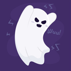 Isolated cute halloween ghost character Vector