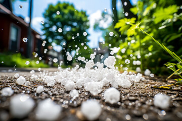 hailstones , xtreme weather caused by climate change. different types of weather - obrazy, fototapety, plakaty