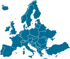 blue map of europe